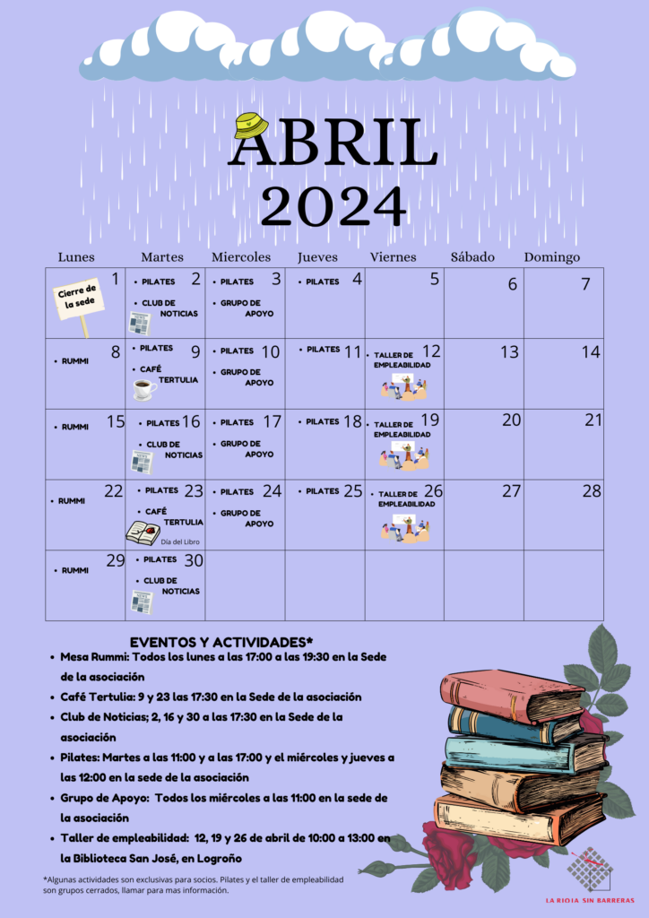 Calendario de Actividades de Abril - La Rioja Sin Barreras