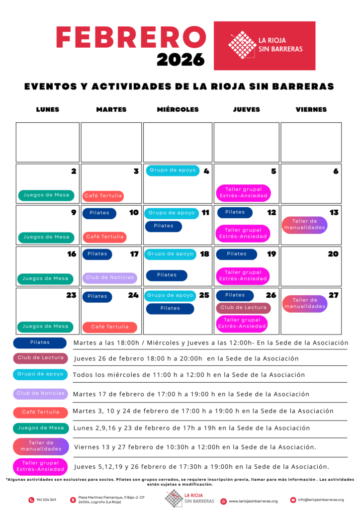Calendario febrero 2026 LRSB