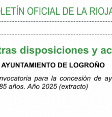Subvención para cuidadores de personas mayores de 85 años Ayuntamiento de Logroño